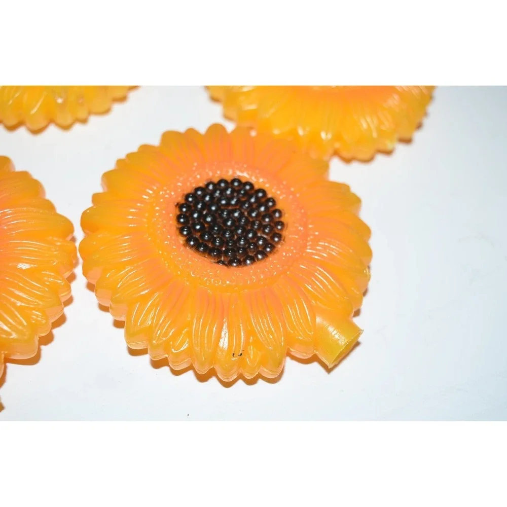 Vtg Sunflower Blow Mold String Light covers Party Camping plastic 10pc